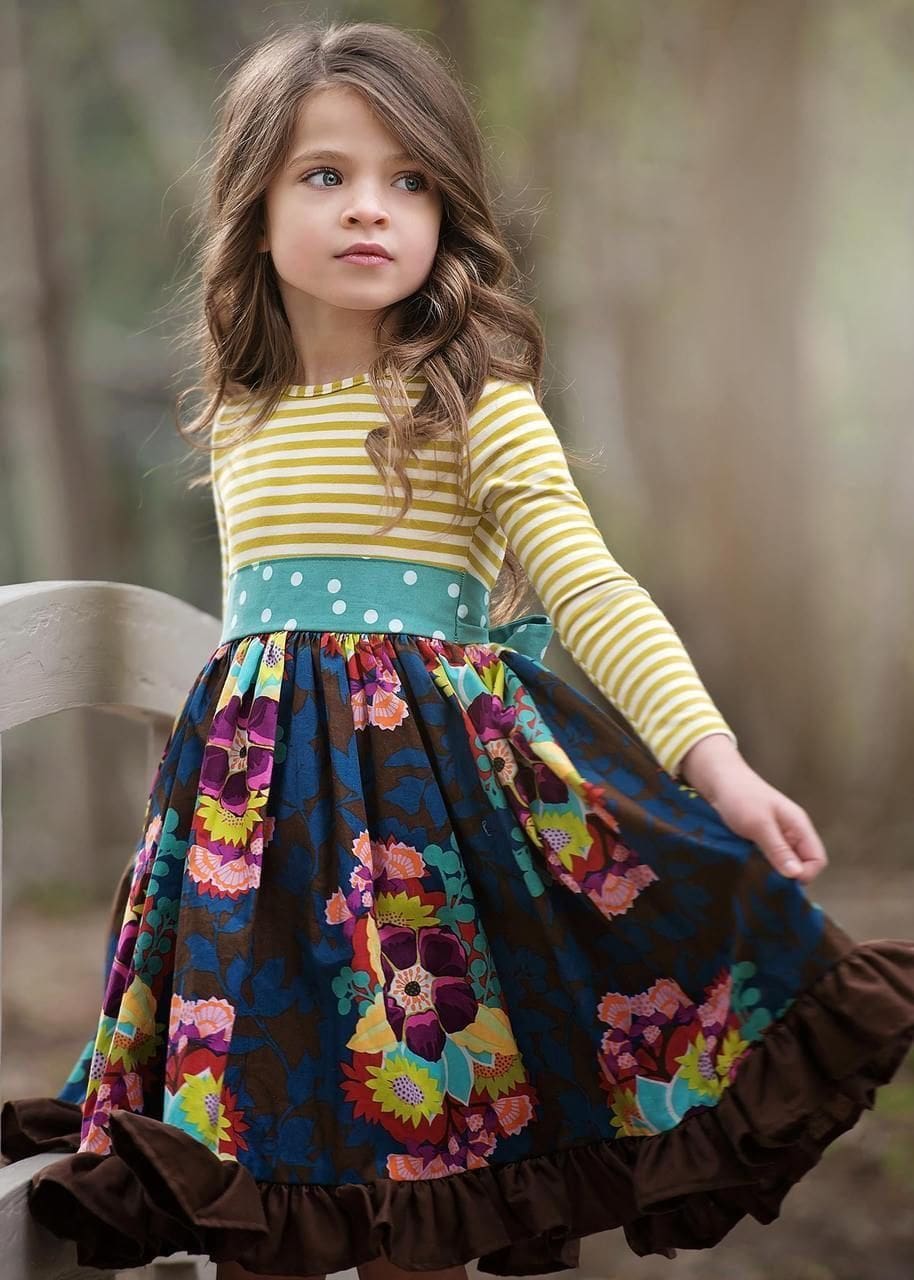 Vestidos de fiesta para niña de 4 años con rayas y flores