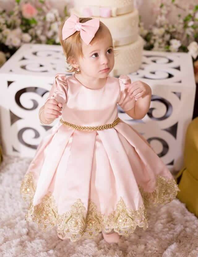 Vestidos de fiesta para niña de 2 años con lazo rosado