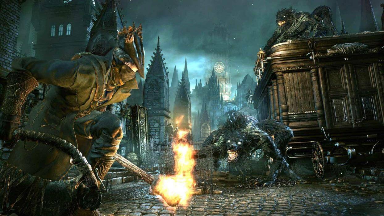 Bloodborne, Cazador se enfrenta a hombres lobo