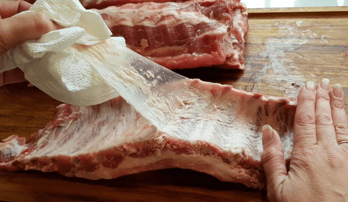 membrana a retirar de la carne de cerdo